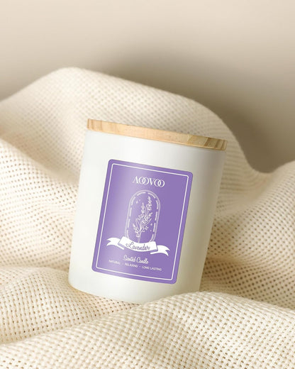 AOOVOO Lavender Scented Candles for Women - Aromatherapy Candle with Crystals Inside, 10oz Soy Candles for Home Scented, Birthday Gifts Mothers Day Candle for Women Mom