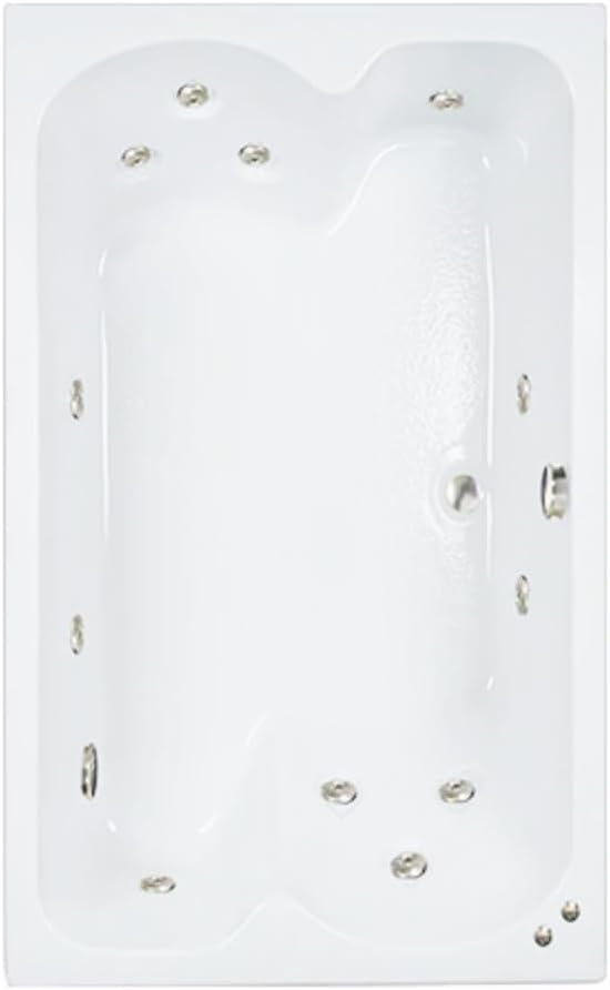 60 in. x 43 in. Acrylic Rectangular Drop-In Whirlpool Bathtub with Center Drain in Bone - Includes 12.5 Amp In-Line Heater