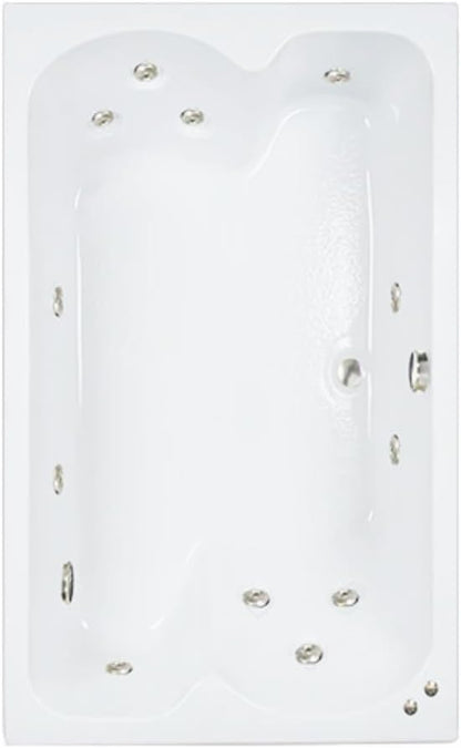 60 in. x 43 in. Acrylic Rectangular Drop-In Whirlpool Bathtub with Center Drain in Bone - Includes 12.5 Amp In-Line Heater