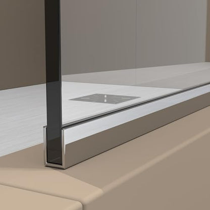 Royalty Fixed Shower Screen - 24" x 76" Frameless 3/8" Clear Tempered Glass Panel with Hardware - Easy Clean Smart Guard Coating - Minimalist Modern Design for Bathroom - Chrome