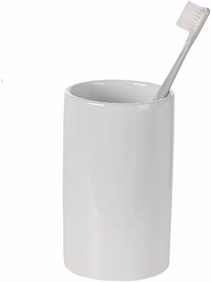 White Toothbrush Holder, Ceramic Bathroom Tumbler Cups,Toothbrush Cup, Bathroom Counter Organizer(300ml)