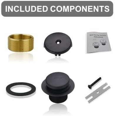 Black Bathtub Drain Tip-Toe Single Hole,Welsan Tub Drain Trim Set Conversion Kit Assembly, Coarse Thread Replacement Trim Kit with 1-Hole Overflow Faceplate Includes an Adapter, Matte Black