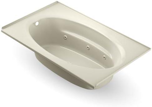 Jacuzzi SIGNATURE Acrylic Drop-In Bathtub, Jet Massage Tub, Slip Resistant, Left Drain Placement, 60" (L) x 42" (W), Oval In Rectangle, Oyster
