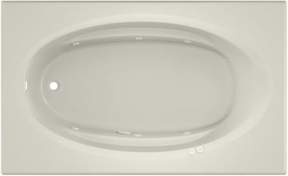 Jacuzzi SIGNATURE Acrylic Drop-In Bathtub, Jet Massage Tub, Slip Resistant, Left Drain Placement, 72" (L) x 42" (W), Oval In Rectangle, Oyster
