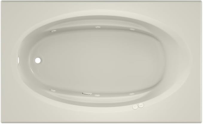 Jacuzzi SIGNATURE Acrylic Drop-In Bathtub, Heated Jet Massage Tub, Slip Resistant, Left Drain Placement, 72" (L) x 42" (W), Oval In Rectangle, Oyster