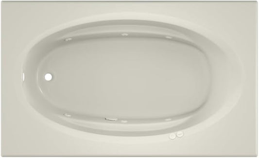 Jacuzzi SIGNATURE Acrylic Drop-In Bathtub, Jet Massage Tub, Slip Resistant, Left Drain Placement, 72" (L) x 42" (W), Oval In Rectangle, Oyster