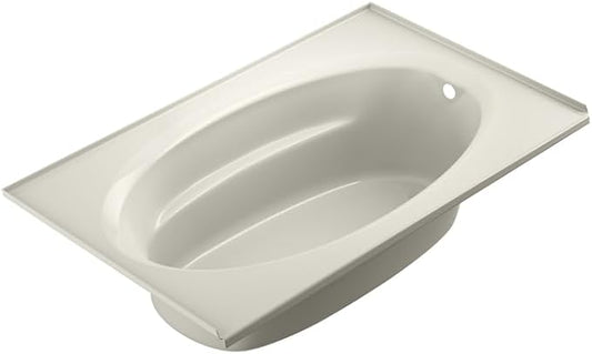 Jacuzzi SIGNATURE Acrylic Drop-In Bathtub, Soaking Sanctuary, Slip Resistant, Right Drain Placement, 72" (L) x 42" (W), Oval In Rectangle, 3-Tile Flange, Oyster