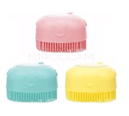 Dog Bath Brush with Shampoo Dispenser – Silicone Pet Grooming Scrubber for Dogs & Cats, Deep Clean + Massage, Easy-Grip Rubber Handle – Pet Shower Tool for Long & Short Hair