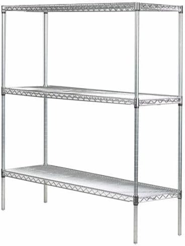 Omega Stainless Steel Shelves, 18" Deep x 30" Wide x 34" High 3 Tier Heavy Duty Wire Shelving Unit for Kitchen Garage Office Restaurant Warehouse 800-lb Per Shelf Weight Capacity