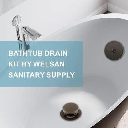Bronze Bathtub Drain Tip-Toe Single Hole,Welsan Tub Drain Trim Set Conversion Kit Assembly, Coarse Thread Replacement Trim Kit with 1-Hole Overflow Faceplate Includes Adapter, Oil Rubber Bronze(ORB)