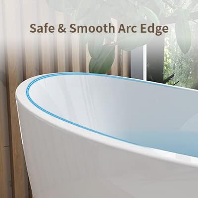 67" Lucite Acrylic Freestanding Bathtub, Double Slipper Shape Contemporary Soaking Tub with Toe-tap Chrome Drain, Slotted Overflow, cUPC Certified, Glossy White