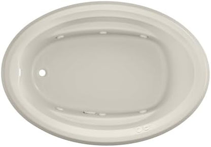 Jacuzzi SIGNATURE Acrylic Drop-In Bathtub, Jet Massage Tub, Slip Resistant, Left Drain Placement, 59" (L) x 41" (W), Oval, Oyster
