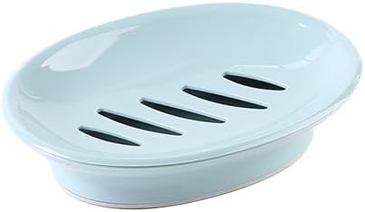 Plastic Soap Dish, Soap Saver Tray with Draining Layer for Bathroom, Shower, Toiletries Essentials, Portable Soap Holder Case for Travel, Easy Cleaning Sponge Holder for Kitchen (Blue)