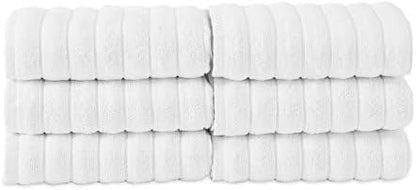 Classic Turkish Towels CTT Premium 6 Piece Hand Towels Set, 100% Turkish Cotton, Quick Dry & Comfy Towels for Hotel & Spa, Highly Absorbent | 20"x32" (White)