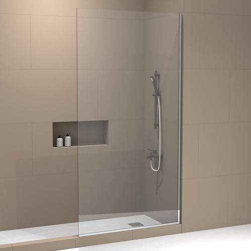 Royalty Fixed Shower Screen - 30" x 60" Frameless 3/8" Clear Tempered Glass Panel with Hardware - Easy Clean Smart Guard Coating - Minimalist Modern Design for Bathroom - Brushed Nickel