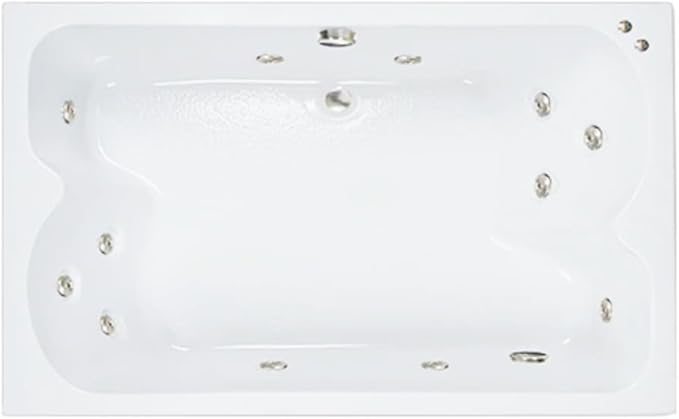 60 in. x 43 in. Acrylic Rectangular Drop-In Whirlpool Bathtub with Center Drain in Biscuit- Includes 12.5 Amp In-Line Heater
