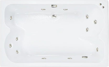60 in. x 43 in. Acrylic Rectangular Drop-In Whirlpool Bathtub with Center Drain in Biscuit- Includes 12.5 Amp In-Line Heater
