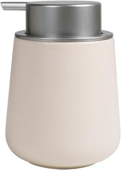 BosilunLife Hand Soap Dispenser - Beige & Grey 12Oz Ceramic Soap Dispenser Bathroom Refillable Liquid Dispenser for Dish Soap with Easy-to-Press Pump