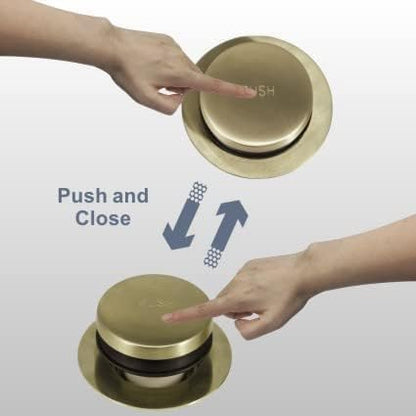 Gold Brushed Tub Drain Tip-Toe Tub Trim Set Conversion Kit Assembly, Hidrop Bathtub Drain Replacement Trim Kit with 2-Hole Overflow Faceplate and Universal Fine/Coarse Thread,Brushed Gold