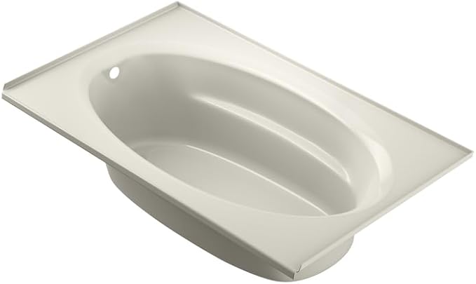 Jacuzzi SIGNATURE Acrylic Drop-In Bathtub, Soaking Sanctuary, Slip Resistant, Left Drain Placement, 72" (L) x 42" (W), Oval In Rectangle, 3-Tile Flange, Oyster