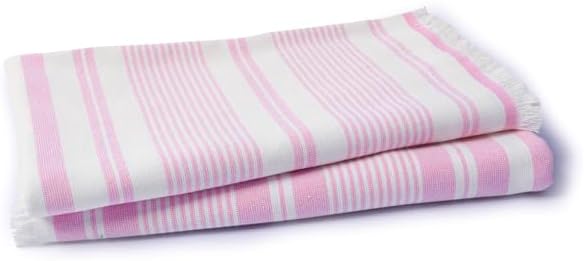 Maisonette Turkish Bath & Beach Towels - 2 Pack (36"x71"), Quick-Dry Cotton Peshtemal for Bath, Beach, Travel, Absorbent, Lightweight, Bathroom, Hammam, and Spa Towels with Eyelash Fringe, Pink