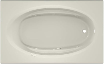 Jacuzzi SIGNATURE Acrylic Drop-In Bathtub, Jet Massage Tub, Slip Resistant, Right Drain Placement, 72" (L) x 42" (W), Oval In Rectangle, Oyster