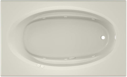 Jacuzzi SIGNATURE Acrylic Drop-In Bathtub, Jet Massage Tub, Slip Resistant, Right Drain Placement, 72" (L) x 42" (W), Oval In Rectangle, Oyster