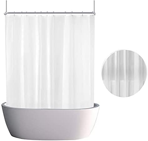 Clawfoot Tub Shower Curtain Warp Around 180x70 Inches Clear Shower Curtain Plastic Liner Round for Bathroom Extra Wide with 36 Metal Hooks PEVA Waterproof White Translucent