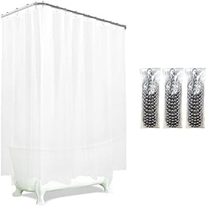 Clawfoot Tub Shower Curtain Warp Around 180x70 Inches Clear Shower Curtain Plastic Liner Round for Bathroom Extra Wide with 36 Metal Hooks PEVA Waterproof White Translucent