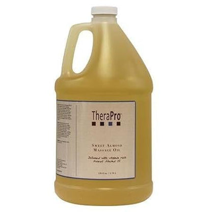 Sweet Almond Massage Oil by TheraPro - Sweet Almond Oil Infused with Vitamins A, B1, B2, B6 & E - Naturally Combats Dry, Itchy Skin & Inflammation - Excellent Light Massage Oil - 1 Gallon