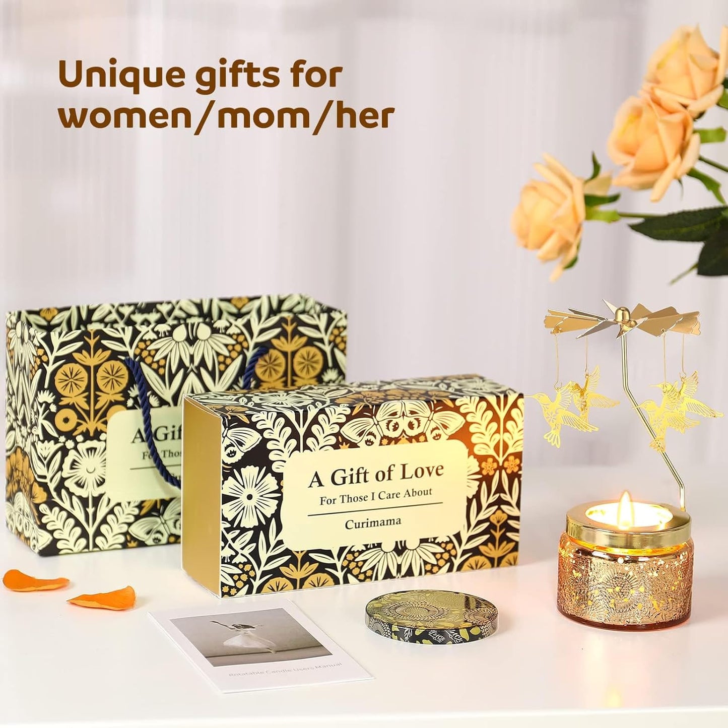 Mothers Day Gifts for Mom from Daughter, Hummingbird Gift for Women Friendship, Rotating Candles for Sister, Unique Birthday Gift for Her, Mothers Day Gifts for Wife Grandma New Mom