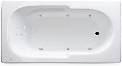 Carver Tubs - AR6032 - Modern Acrylic Fiberglass Whirlpool Tub Water Massage Bathtub, w/Heated Air 12 Jets - White Rectangle Contemporary Bath Tub - Deep Relaxing Soak - 60"L x 32"W x 18"H