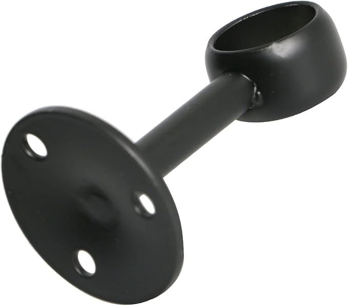 4Pcs Pipe Hole Diameter 19 mm (3/4"), Stainless Steel Matte Black Flange Rod Bracket Curtain Shower Curtain Rod Ceiling Mount Bracket Closet Pole End Support Socket