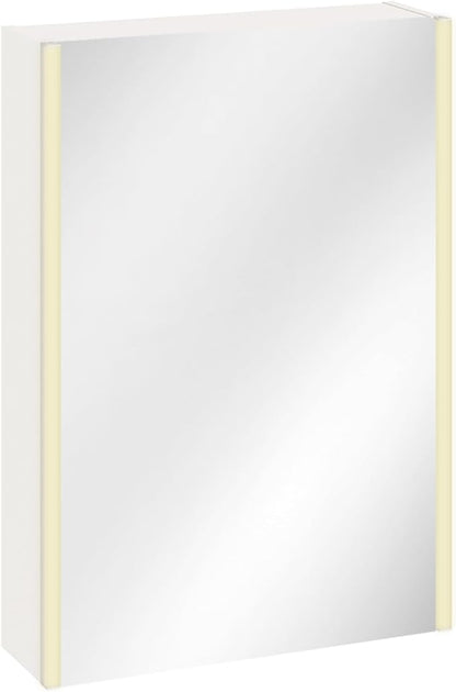 Lighted Bathroom Medicine Cabinet with Mirror，20 x 28 Inch Wall-Mounted Bathroom Wall Cabinet with Storage, LED Lights, Adjustable Shelves,White