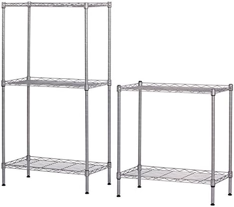 5 Tier Storage Racks Shelving, Heavy Steel Pantry Shelves, Adjustable Wire Shelving Rack, Suitable for Garage, Kitchens, Offices, 21" W x 11.4" D x 59" H, Silver