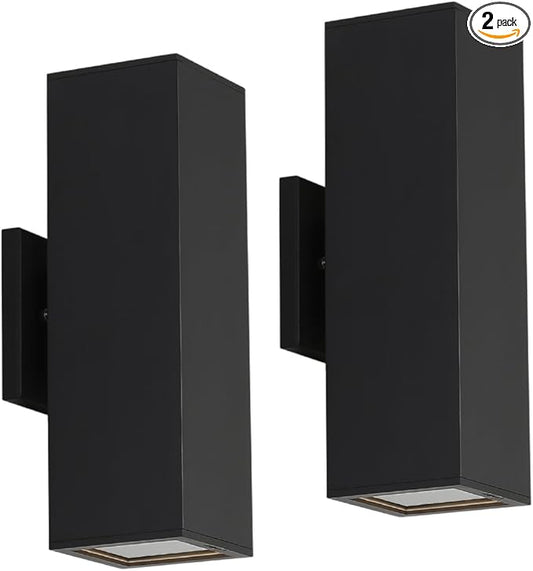 Cerdeco Aluminum Modern Outdoor Wall Light, Exterior Up Down Light Fixtures Matte Black [UL Listed] (2 Pack)