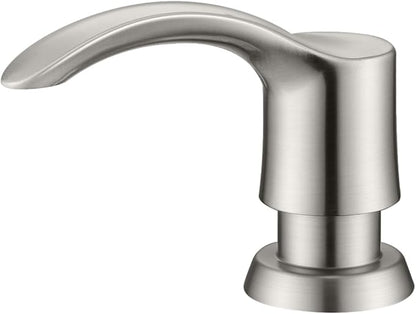 GAGALIFE Kitchen Sink Soap Dispenser with Large Bottle (Brushed Nickel), Built in Sink Soap Dispenser Refill from Top G080BN