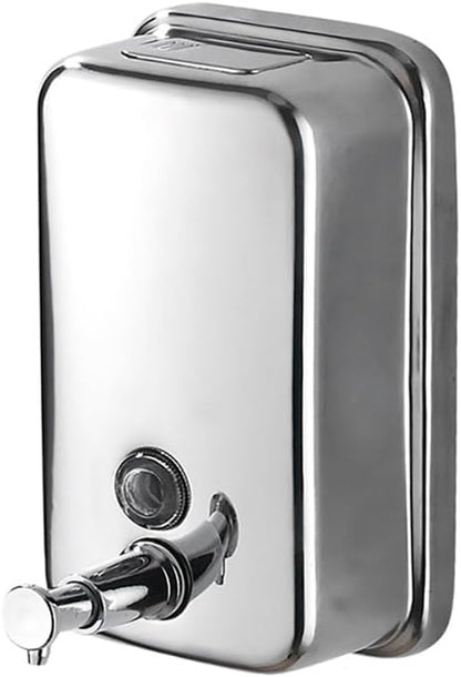 Wall Mounted Soap Dispenser for Bathroom Commercial Wall Liquid Dispenser Stainless Steel Hand Sanitizer Dispenser for Kitchen Garage Office Hotels Restaurants or Home Use 500ml (Chrome Silver)