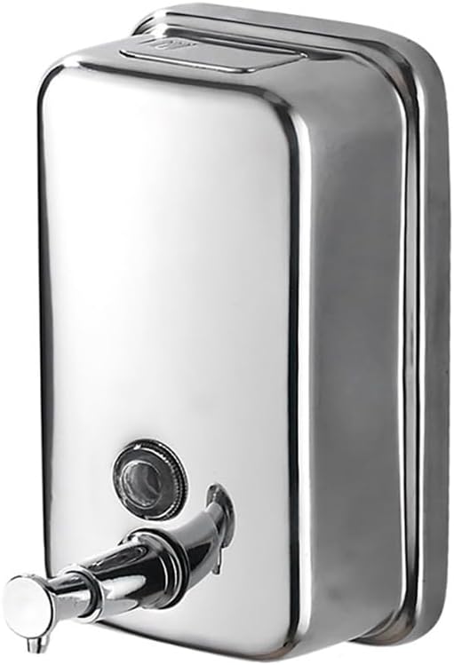 Wall Mounted Soap Dispenser for Bathroom Commercial Wall Liquid Dispenser Stainless Steel Hand Sanitizer Dispenser for Kitchen Garage Office Hotels Restaurants or Home Use 500ml (Chrome Silver)