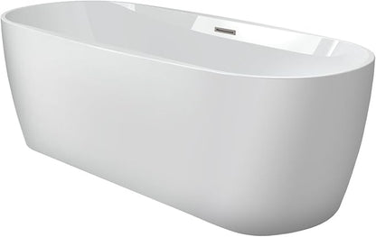 Jacuzzi PRIMO Freestanding Tub, Luxury Acrylic, Soaking Sanctuary, 67" (L) x 31" (W), Drain Assembly Kit Included, Center Drain Placement, White