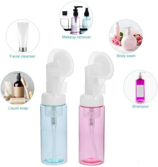1Pc Transparent 200ml Empty Plastic Foam Dispenser Bottle Refillable Foaming Bottles Soap Dispenser Pump Bottles with Gel Head Wash Brush for Cleaning Travel,Pump Dispensers,Refillable Containers