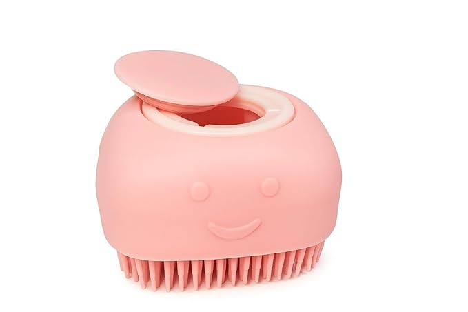 Dog Bath Brush with Shampoo Dispenser – Silicone Pet Grooming Scrubber for Dogs & Cats, Deep Clean + Massage, Easy-Grip Rubber Handle – Pet Shower Tool for Long & Short Hair
