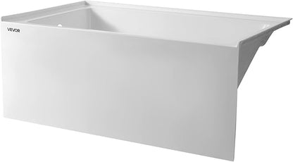VEVOR Alcove Bathtub, 48" x 30" Contemporary Alcove Acrylic Bathtub, Soaking Bath Tub with Left Hand Drain and Overflow Hole, Large Rectangular Deep Soak Tub for Bathroom with Integral Flange, White