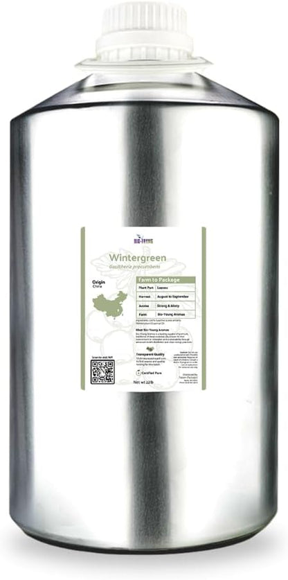 Wintergreen Essential Oil - Direct from Bio-Young Aromas China - Steam Distilled - Aceite de Gaulteria for Aromatherapy, Massage, Diffuser, DIY Candle and Soap Making - 22lbs