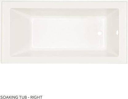 Signature Hardware 447042 Sitka 60" Three Wall Alcove Acrylic Soaking Tub with Pre-Drilled Overflow Hole