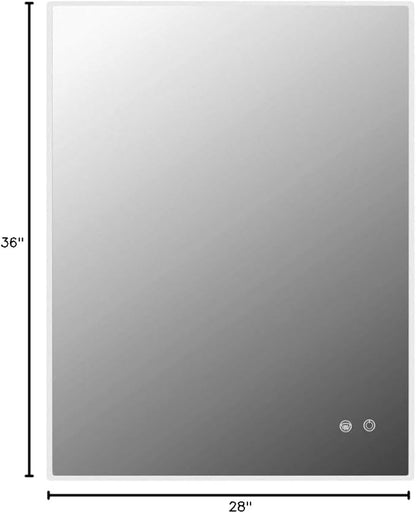 TETOTE 28 x 36 Inch LED Backlit Mirror Bathroom with Light,Anti-Fog,Dimmable,Lighted Mirror(Horizontal/Vertical) Wall Mounted Vanity Mirror