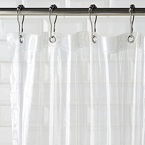 Clawfoot Tub Shower Curtain 180x70 Inch Clear Liner All Warp Around Extra Wide 36 Metal Hooks Heavy Duty Vinyl Bath Curtain for Clawfoot Stand Up Tub Bathroom PEVA Waterproof Magnet