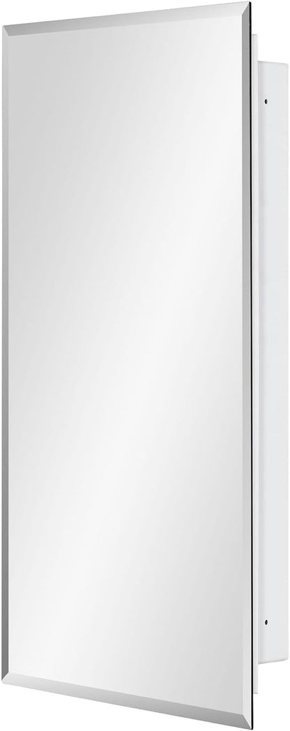 Plastic Medicine Mirror Cabinet for Bathroom 18 x 28 inch, Surface and Recessed Mount
