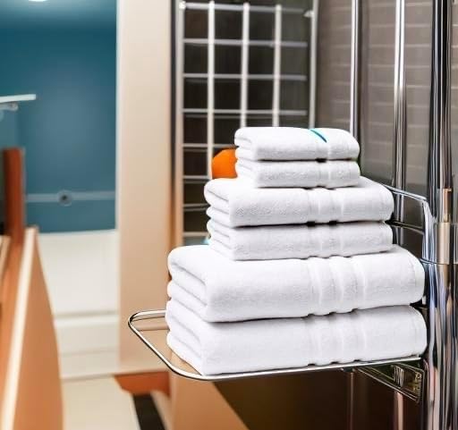 Veteran Textile LLC - 6 Pieces- Turkish Cotton - Luxury Towel Set for Bathroom & Kitchen, 2 Bath Towels, 2 Hand Towels & 2 WashCloths *Valued $79.99* (White)