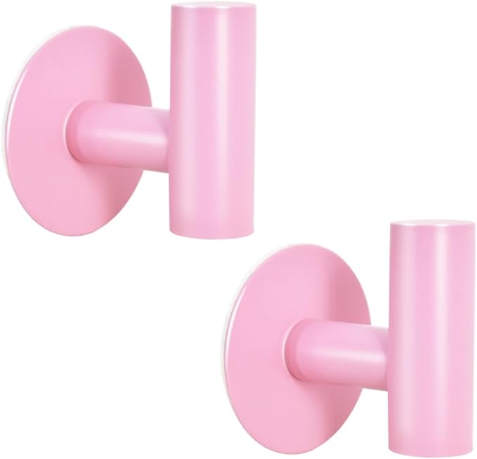 Vuzvuv Adhesive Hooks Pink SUS304 Stainless Steel - Self Adhesive Heavy Duty Waterproof Wall Hooks for Towel, Coat, Robe in Bathrooms Kitchen Hotel (2-Pack)